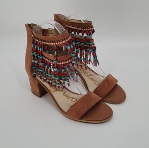 Sam Edelman Sibel Beaded Ankle Strap Block Heel Sandal Size 6
